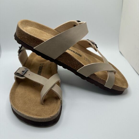 CUSHIONAIRE Women's Cork Footbed Sandal With +Comfort 8 TAUPE - Picture 6 of 7